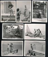 cca 1970 Balatoni fotók, 29 db Honvéd Sportház, strand, életképek, 9x7 cm