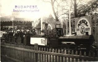 Budapest XIV. Angol park, Club Specialist kisvasút, Vesta cipőkrém reklám. photo