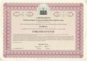 Budapest 2000. "A Biodiszkont Élelmiszeripari és Kereskedelmi Részvénytársaság" száz darab törzsrészvénye összesen 25.000Ft-ról, szelvényekkel T:I-