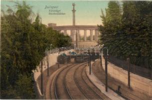 Budapest XIV. Városliget, földalatti villamos vasút torkolata, Hősök tere a háttérben