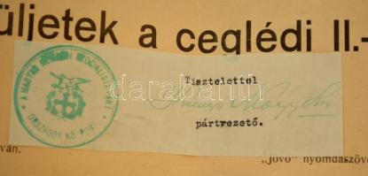 1938 Magyar Nemzeti Szolcialista Párt nyilaskeresztes plakátja. Kémeri Nagy Imre pártvezető aláírásá...