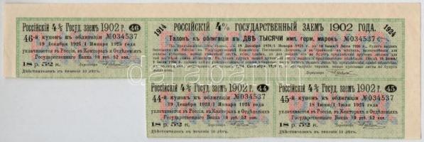 Orosz Birodalom 1902. "Orosz Birodalom kormánya 1902. évi 4%-os állami kölcsöne" kötvény 9...
