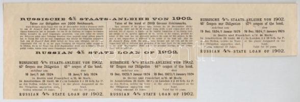 Orosz Birodalom 1902. "Orosz Birodalom kormánya 1902. évi 4%-os állami kölcsöne" kötvény 9...