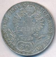 1804B 20Kr Ag "I. Ferenc" C:VF,F
Huszár: 1964., Unger III.: 1375.a