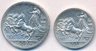 Olaszország 1915R 2L Ag "III. Viktor Emánuel" + 1917R 1L Ag "III. Viktor Emanuel&quot...