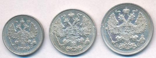 Orosz Birodalom 1915. 10k Ag + 1915. 20k Ag + 1916. 15k Ag T:2
Russian Empire 1915. 10 Kopeks Ag + ...
