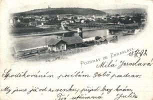 Zbraslav, Königsaal (Praha, Prag); general view, railway station, bridge (kopott sarkak / worn corners)