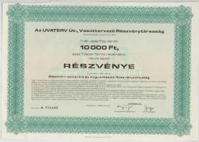 Budapest 1996. "Az UVATERV Út-, Vasúttervező Részvénytársaság" névre szóló részvénye 10.00...
