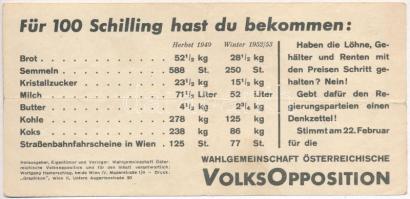 Ausztria 1953. 100Sch "Volksopposition" politikai propaganda T:III Austria 1953. 100 Schil...