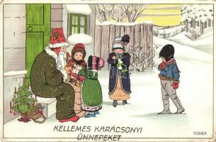 Kellemes Karácsonyi Ünnepeket! / Christmas greeting art postcard. M. Munk Nr. 1399. s: Pauli Ebner (EK)