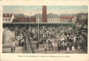 Plzen, Pilsen; Garten des Vereinshauses der Arbeiter der Skodawerke A.-G. / garden of the union house of the Skoda factory workers (kis szakadás / small tear)