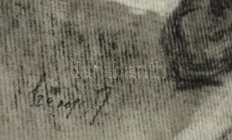 Szőnyi jelzéssel: Idős hölgy. Szén, papír, 60×41 cm