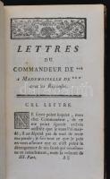 Mouhy, [Charles de]: Lettres du commandeur de *** a mademoiselle de ***. 3. rész. Párizs, 1754, Jorr...