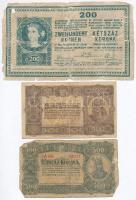 1902. 1000K + 1918. 200K "A 20?4" hullámos hátlap + 1923. 100K "Magyar Pénzjegynyomda...