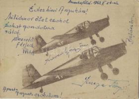 1943 Muszkaföld. Második világháborús tábori posta, repülőgép grafika / WWII Hungarian military field post, aircraft graphic