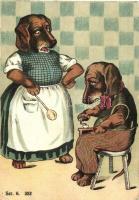 Dog husband and wife, humor, Ser. 6. 382. litho (kopott sarkak / worn corners)