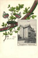 Jena, Corpshaus Franconia. Studentika / German Student Corps. Studentica; Ernst Gollubs Mensur fencing stlye art postcard (EK)