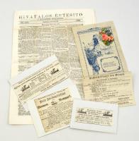 cca 1900-1920 Kivándorlókkal kapcsolatos nyomtatványok. Hajó menetrendek, kivágásokon és újságban, valamint kivándorló levélpapíron írt levél.