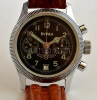 Buran szovjet mechanikus cronograph karóra. Bőr szíjjal, jelzett, sorszámozott, működik / Vintage So...