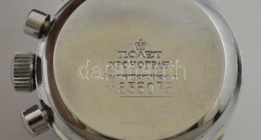 Buran szovjet mechanikus cronograph karóra. Bőr szíjjal, jelzett, sorszámozott, működik / Vintage So...