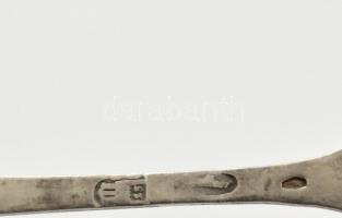 Ezüst (Ag.) mokkás kanál készlet (6 db), monogramos, jelzett, mesterjeggyel, h: 11 cm, nettó: 61 g