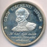 1986. Gróf Széchenyi István / Magyar Hitel Bank Rt. jelzett Ag emlékérem (34,43g/0.835/42mm) T:2 (PP)