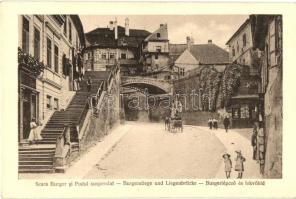 Nagyszeben, Hermannstadt, Sibiu; Várlépcső és Fekvőhíd / Scara Burger si Podul suspendat / castle staircase, bridge