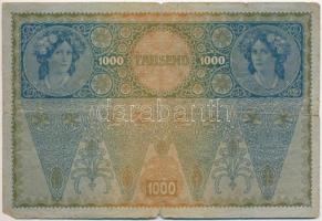 1919. (1902) 1000K vízszintes piros "DEUTSCHÖSTERREICH" felülbélyegzéssel, hátlap rajzos T...