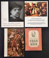 Vegyes kiállítási katalógus tétel, 4 db: Benczúr Gyula (1844-1920) emlékkiállítása. Bp., 1958, Magyar Nemzeti Galéria. Kiadói papírkötés, fekete-fehér fotókkal. Nagy Balogh János 1874-1919 emlékkiállítása. Bp., 1959, Magyar Nemzeti Galéria. Kiadói papírkötés, aláhúzásokkal, bejegyzésekkel. Jeles napok a képzőművészetben. Győr, 1983, Széchényi-Nyomda. Kiadói papírkötés.  Wilhelm Gizella: Than Mór. Bp., 1953, Képzőművészeti Alap. Kiadói papírkötés.