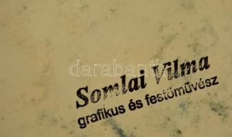 Somlai Vilma (1938-2007): Vörös fák, tempera, papír, hátulján pecséttel jelzett, 32×37 cm