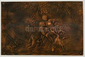 Léda a hattyúval, réz falikép, 24x37 cm