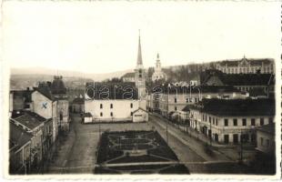 1940 Székelyudvarhely, Odorheiu Secuiesc; Fő tér, templomok, Florian Bogdan üzlete / main square, churches, shop, photo