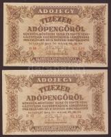 1946. 10.000AP "7" betű mellett fehér folt + jobb alsó sarokban illesztőkereszt része + 10.000AP sorszám utolsó számjegye elmázolva T:II