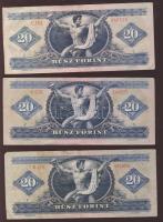 20Ft 1969. (2x), 1975. (3x), 1980. (1x) Összesen 6db T:II