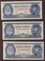 20Ft 1969. (2x), 1975. (3x), 1980. (1x) Összesen 6db T:II