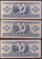 20Ft 1969. (2x), 1975. (3x), 1980. (1x) Összesen 6db T:II