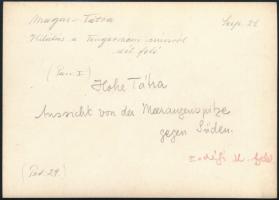 cca 1910 Magas-Tátra, kilátás a Tengerszem-csúcsról észak-dél felé, Erdélyi Mór felvétele, hátulján ...