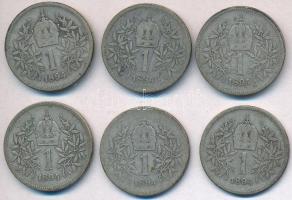 Ausztria 1894. 1K Ag "Ferenc József" (6x) T:2-,3 patina
Austria 1894. 1 Corona Ag "F...