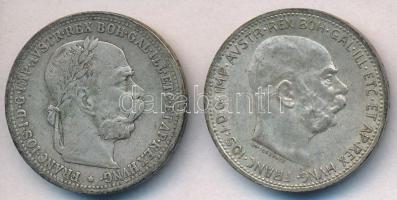 Ausztria 1901-1915. 1K Ag "Ferenc József" (2x) T:2,2- Austria 1901-1915. 1 Corona Ag "Franz Joseph" (2x) C:XF,VF