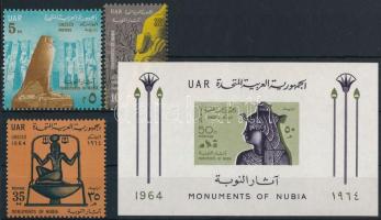 1964 UNESCO: Núbiai műemlékek ívsarki pár Mi 772-774 + vágott blokk Mi 16