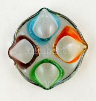 Dekoratív színes üveg hamutál d:16 cm