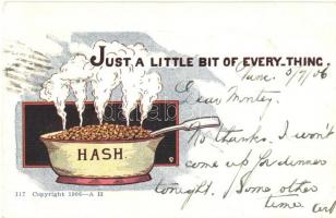 Hash. Just a little bit of everything. American humorous postcard (EK)