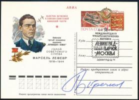 Georgij Grecsko (1931- ) szovjet űrhajós aláírása levelezőlapon /  Signature of Georgiy Grechko (1931- ) Soviet astronaut on postcard