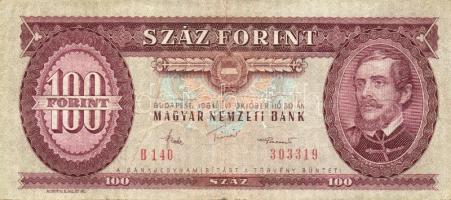 1968. 100Ft 2 klf variánsban, első aláírás "B" betű után kezdődik, második aláíró betűi ki...