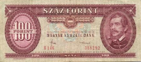 1968. 100Ft 2 klf variánsban, első aláírás "B" betű után kezdődik, második aláíró betűi ki...