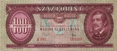 1968. 100Ft 2 klf variánsban, első aláírás "B" betű után kezdődik, második aláíró betűi ki...