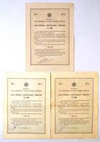 Románia 1945. "Független Honvédelmi Alap" 4%-os kötvény (3x), 100 és 500L-ről, a két 500L ...