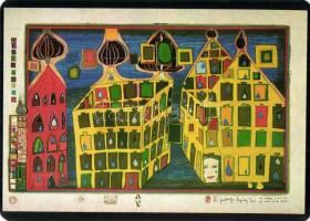 30 db MODERN használatlan Hundertwasser művészlap. sok Wiechmann-Bildkarten / 30 modern unused Hunde...