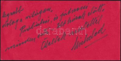 1988 Michel Gyarmathy (1908-1996) zsidó származású rendező, díszlet és jelmeztervező saját kezű sora...