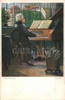 3 db régi zeneszerzős művészlap / 3 pre-1945 musician art postcards; Schubert, Mozart, Chopin